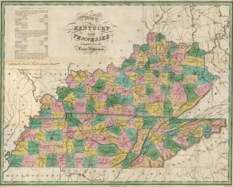 1827 Map of Kentucky and Tennessee