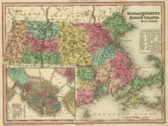 1836 State Map of Massachusetts and Rhode Island
