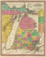 1836 State Map of Michigan with Its Canals, Roads & Distances