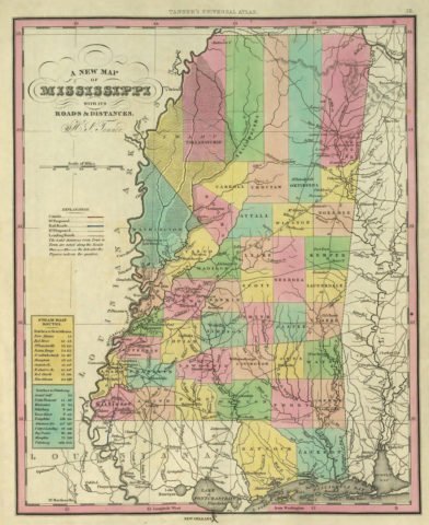 1836 State Map of Mississippi