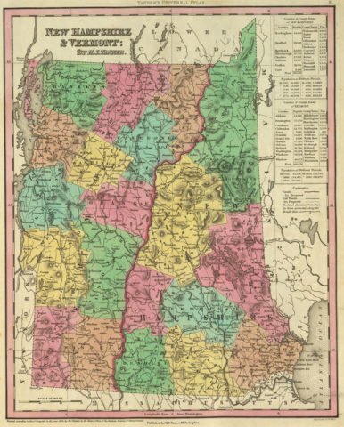 1836 State Map of New Hampshire and Vermont