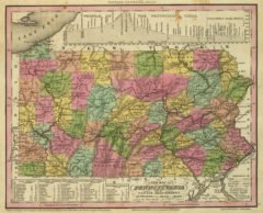 1836 State Map Of Pennsylvania with its Canals, Rail-Roads & Distances from Place to Place along the Stage Roads