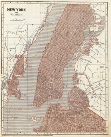 1845 City Map of New York and vicinity