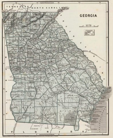 1845 State Map of Georgia