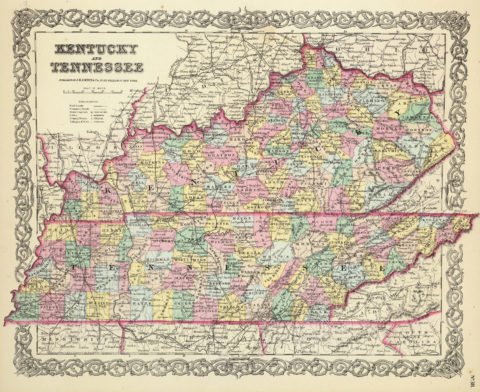 1856 Map of Kentucky And Tennessee