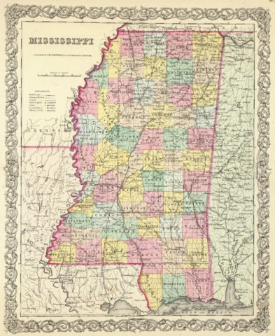 1856 State Map of Mississippi