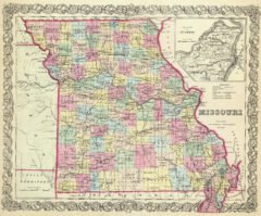 1856 State Map of Missouri with Vicinity of St Louis