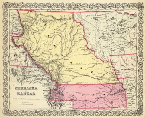 1856 Map of Kansas and Nebraska