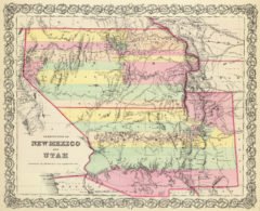 1856 State Map of New Mexico and Utah Territories