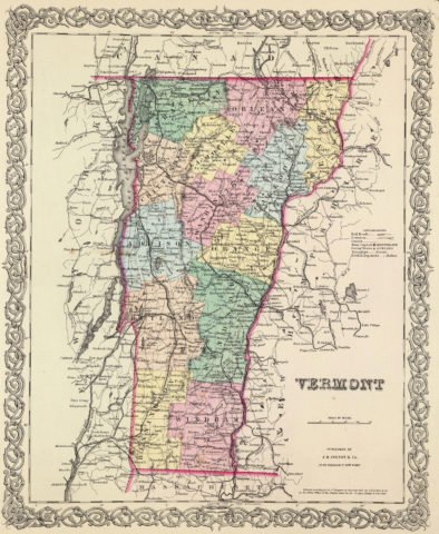 1856 State Map of Vermont