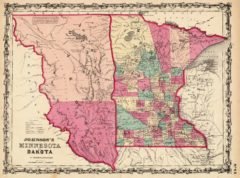 1860 State Map of Minnesota And Dakota