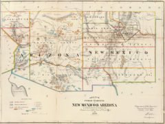 1866 State Map of Arizona and New Mexico Public Survey Sketches by the Department of Interior Land Office