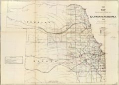 1866 State Map of Nebraska and Kansas Public Survey Sketches by the Department of Interior Land Office