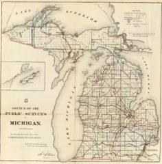 1866 State Map of Michigan Public Survey Sketches by the Department of Interior Land Office