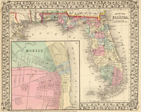 1870 Map of Florida