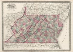 1870 State Map of Virginia and West Virginia