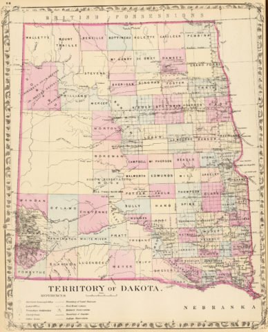 1880 County Map of Dakota Territory