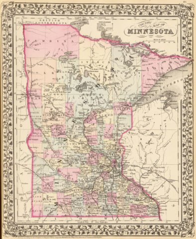 1880 State and County Map of Minnesota