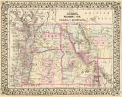 1880 State and County Map of Oregon, Washington, Idaho, and part of Montana