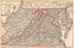 1890 State Maps of Virginia, Maryland, Delaware and West Virginia