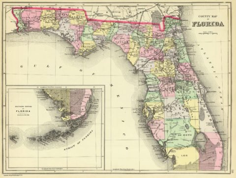 1890 Map of Florida