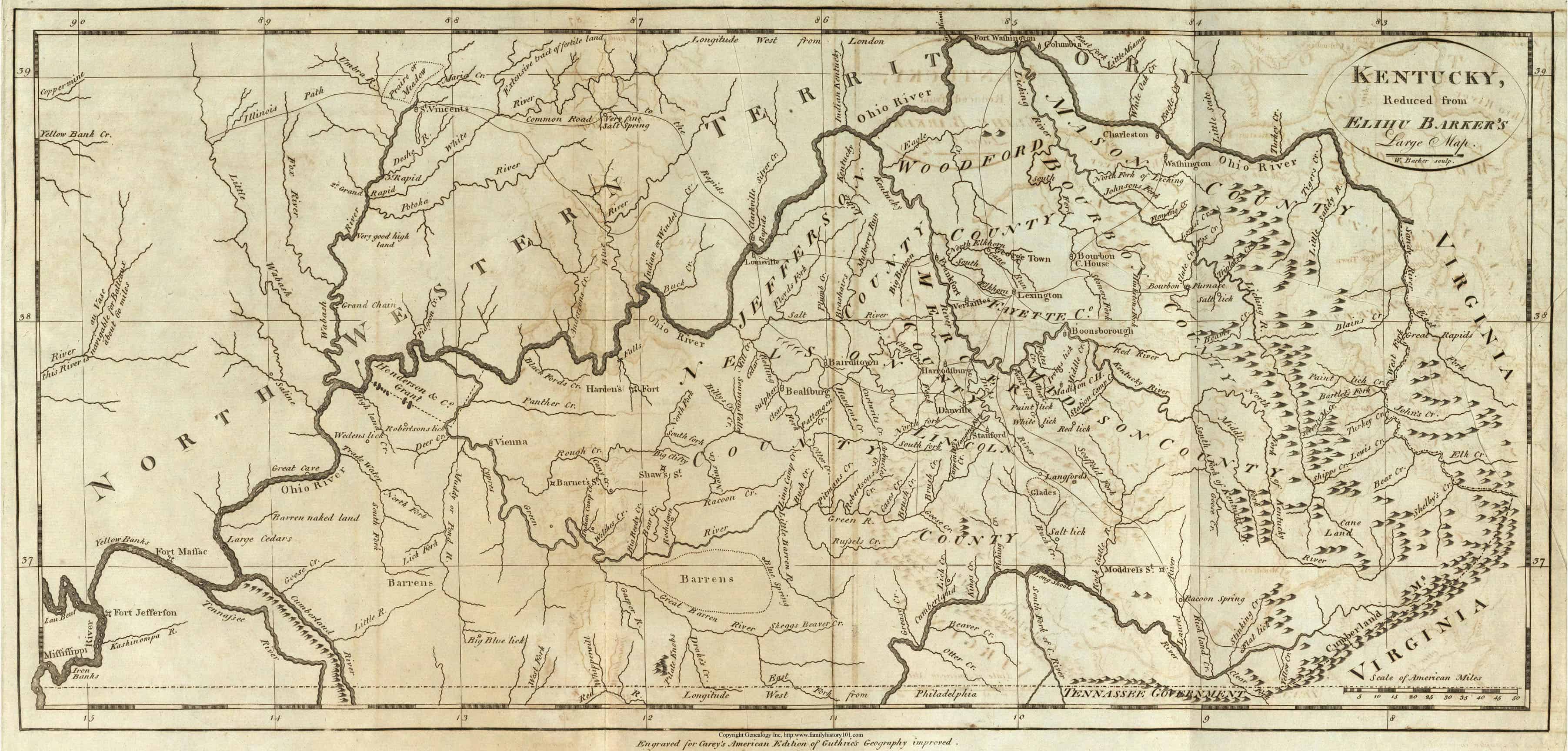 1839 KY MAP MASON MEADE MENIFEE MERCER METCALFE MONROE COUNTY Kentucky ...