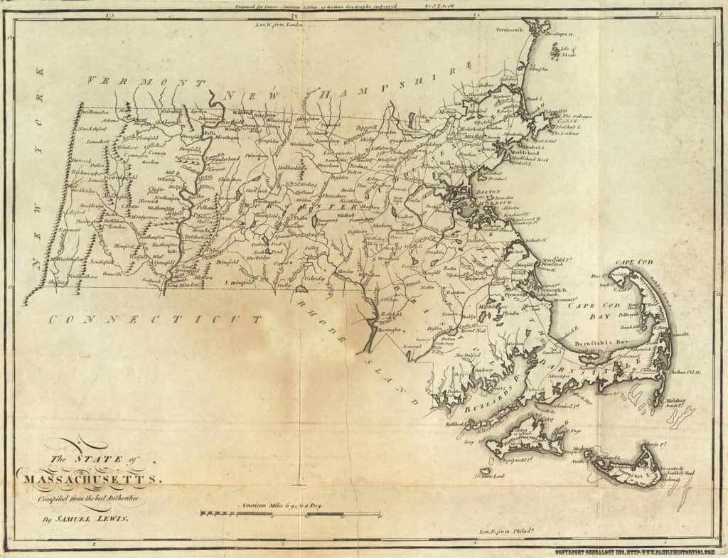 Old Historical City, County and State Maps of Massachusetts