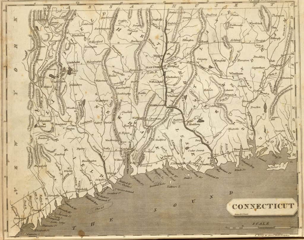 Old Historical City, County and State Maps of Connecticut