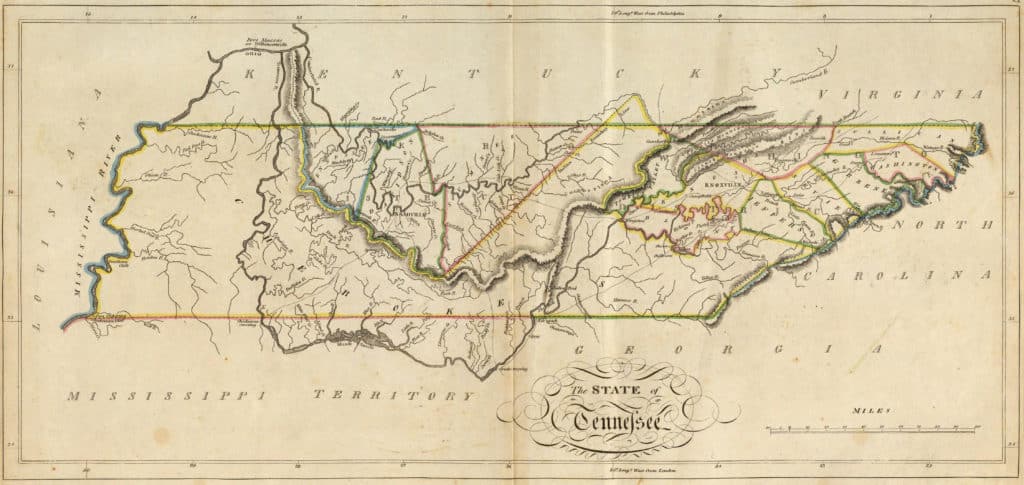 Old Historical City, County and State Maps of Tennessee