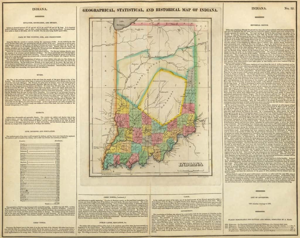 1822 Geographical Historical And Statistical Map Of Indiana 1024x813 