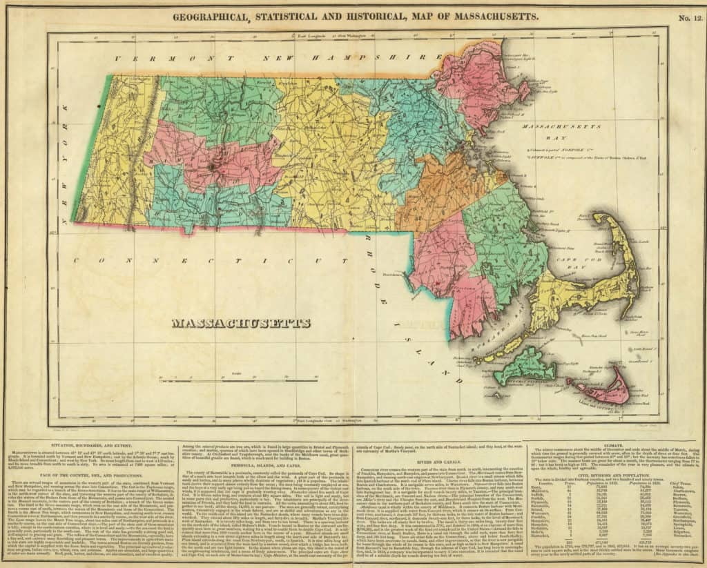 Old Historical City, County and State Maps of Massachusetts