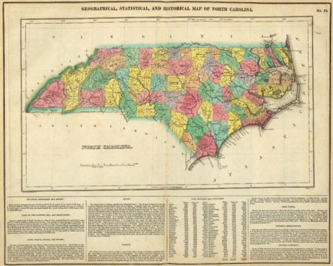 Old Historical City, County and State Maps of North Carolina