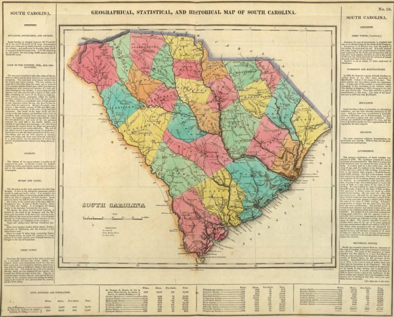 Old Historical City, County and State Maps of South Carolina