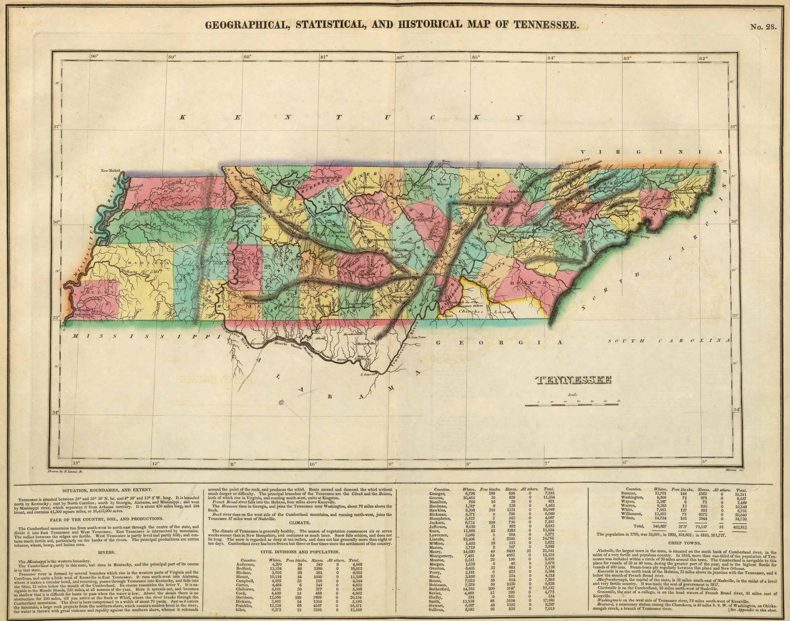 Old Historical City County And State Maps Of Tennessee