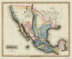 1823 State Map of Texas Territory showing Mexico and California