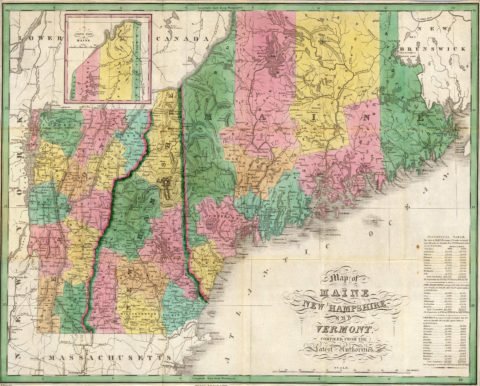 1827 Map of Maine, New Hampshire and Vermont