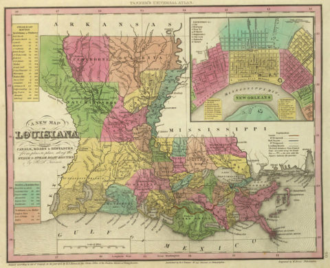 Old Historical City, Parish and State Maps of Louisiana