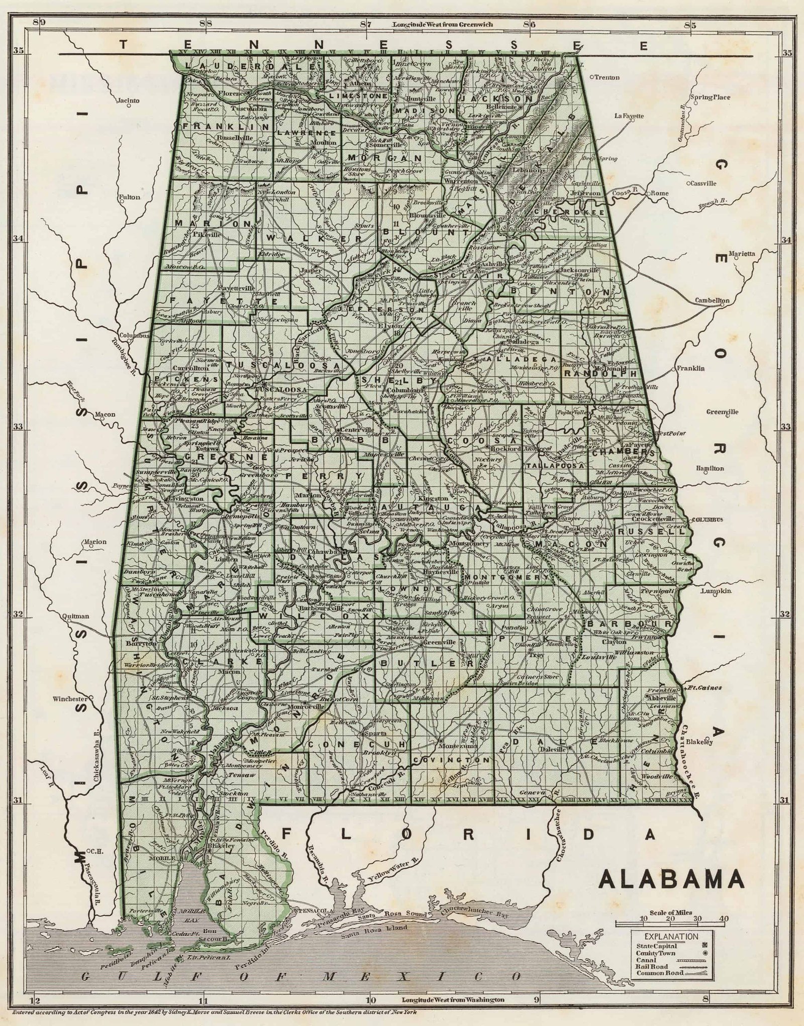 1845 Map Of Alabama 