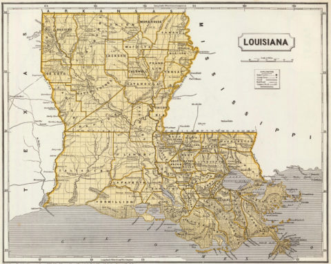 Old Historical City, Parish and State Maps of Louisiana