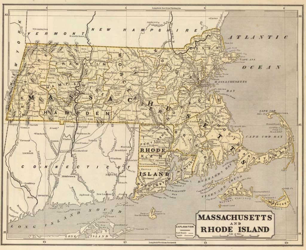 Old Historical City, County and State Maps of Massachusetts