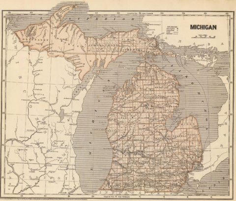 Old Historical City, County and State Maps of Michigan