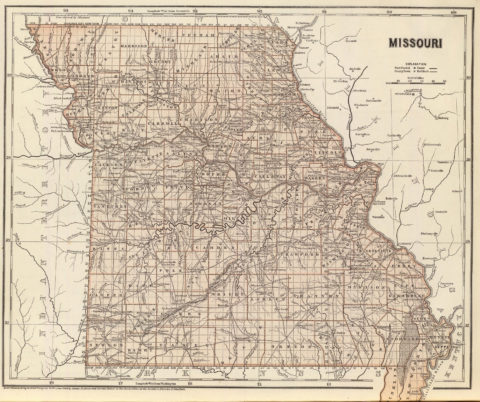 Old Historical City, County and State Maps of Missouri