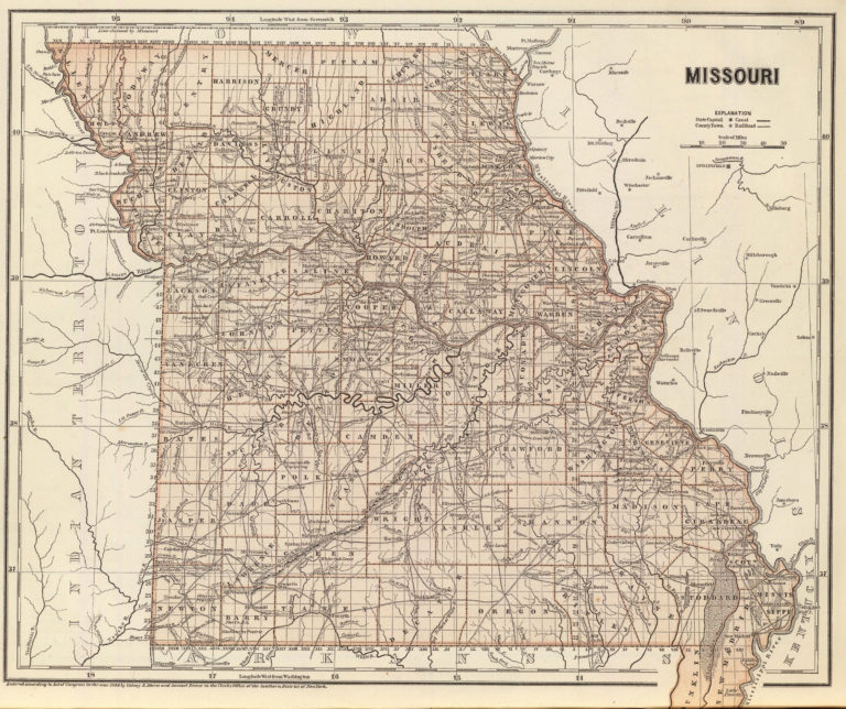 Old Historical City, County and State Maps of Missouri