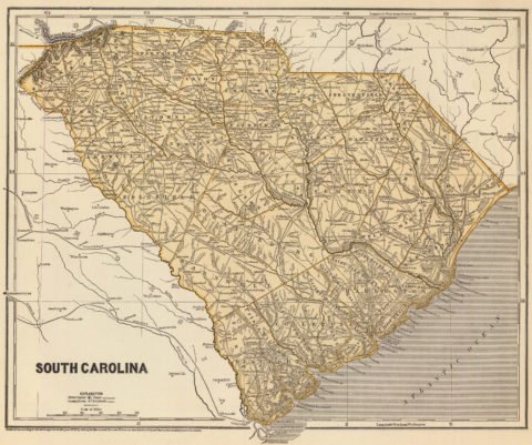 1845 Map of South Carolina