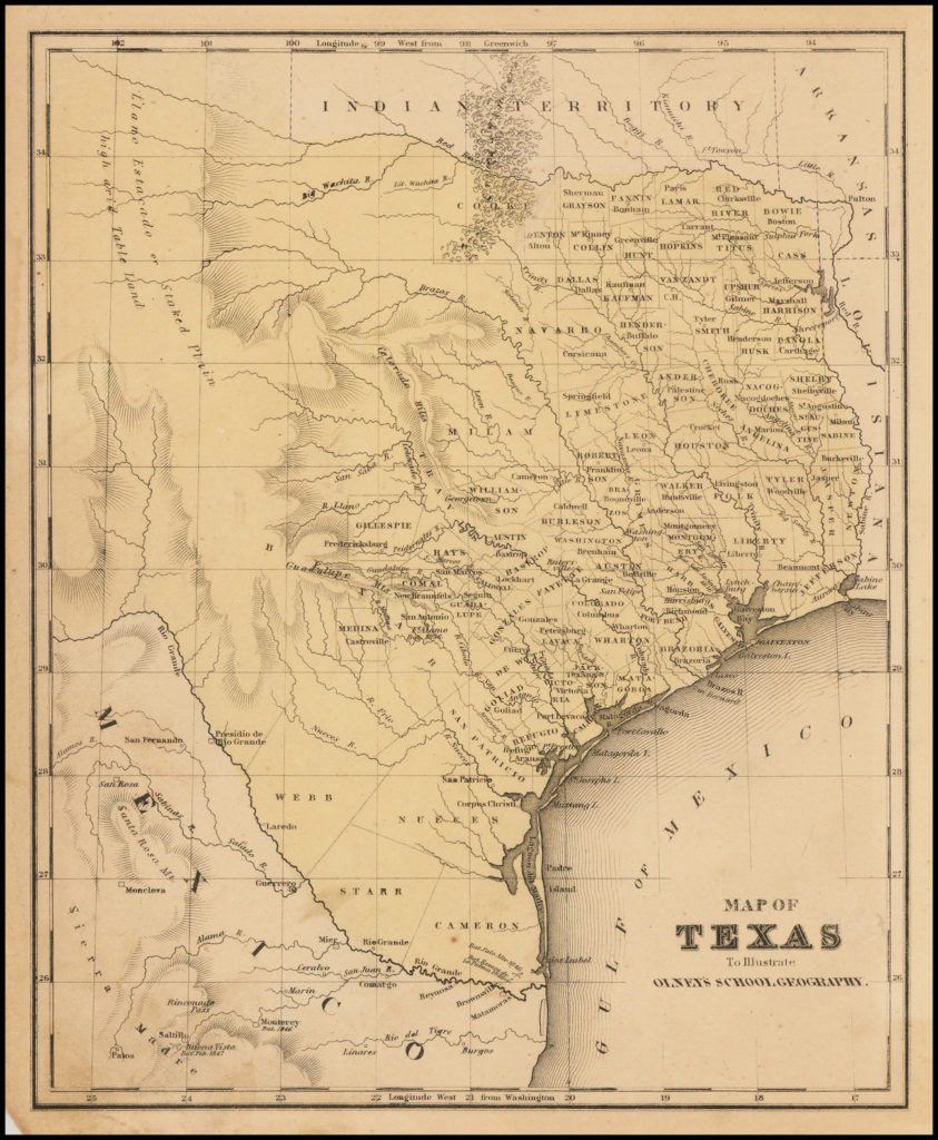 Old Historical City, County and State Maps of Texas