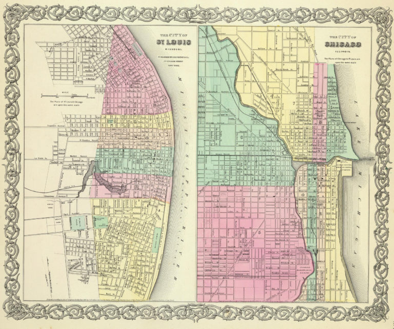 Old Historical City, County and State Maps of Missouri