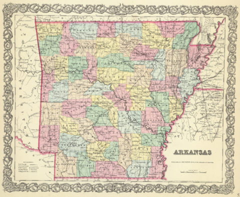 Old Historical City, County and State Maps of Arkansas