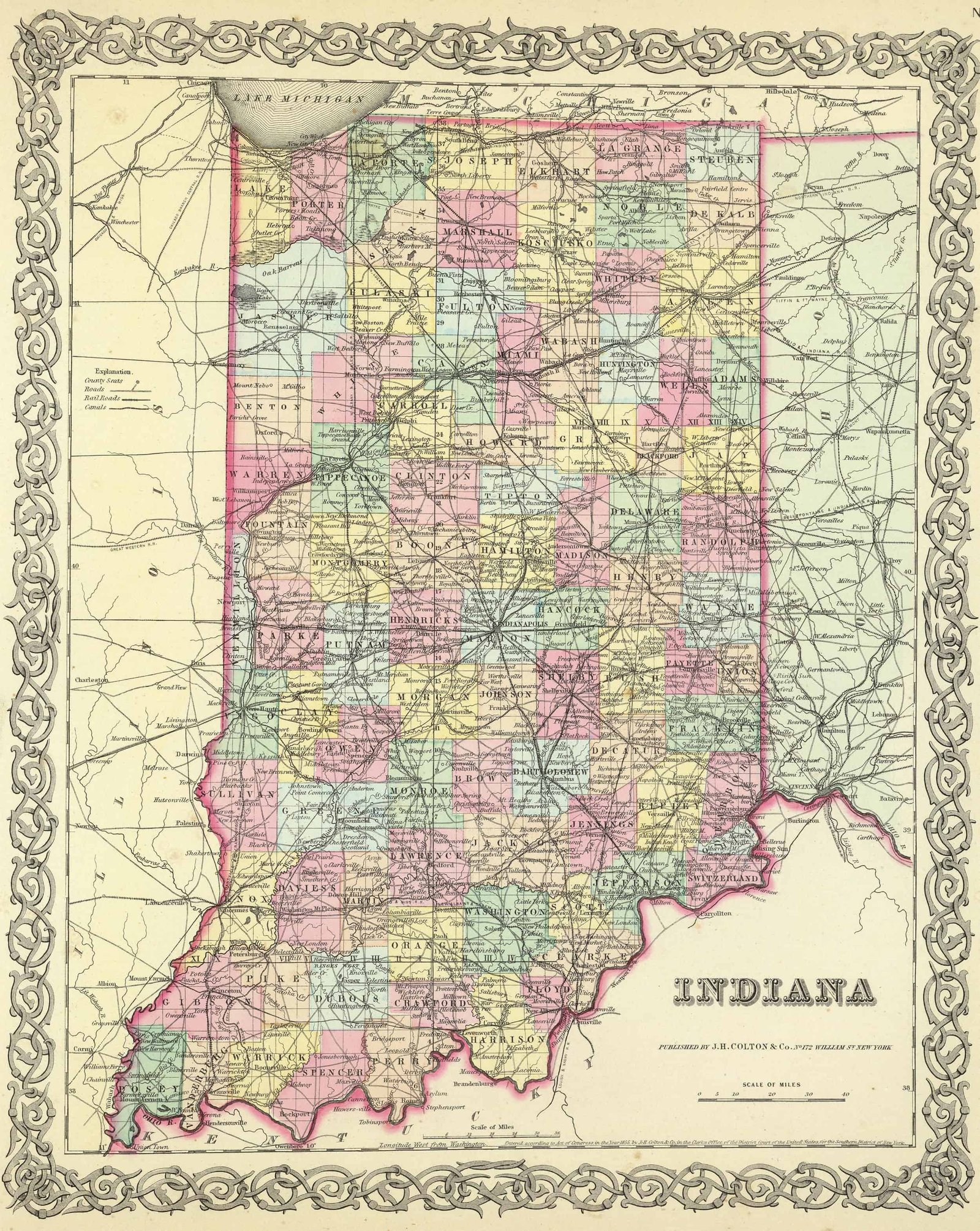 Old Historical City County And State Maps Of Indiana