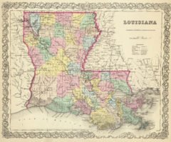 1856 State Map of Louisiana