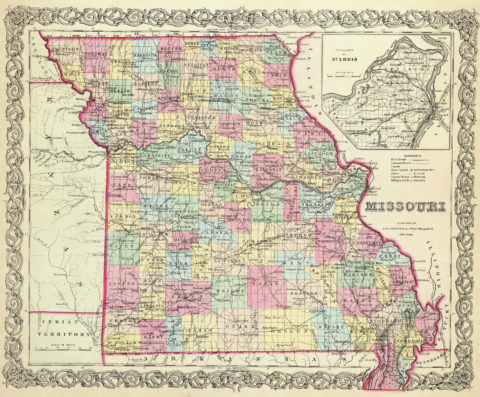 Old Historical City, County and State Maps of Missouri